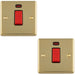 2 PACK 1 Gang Single 45A Cooker Switch & Neon POLISHED BRASS & BLACK TRIM Rocker DP