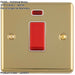 1 Gang Single 45A Cooker Switch & Neon POLISHED BRASS & WHITE TRIM Rocker DP