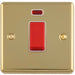 1 Gang Single 45A Cooker Switch & Neon POLISHED BRASS & WHITE TRIM Rocker DP