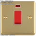 2 PACK 1 Gang Single 45A Cooker Switch & Neon POLISHED BRASS & WHITE TRIM Rocker DP