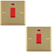 2 PACK 1 Gang Single 45A Cooker Switch & Neon POLISHED BRASS & WHITE TRIM Rocker DP
