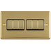 6 Gang Multi Light Switch POLISHED BRASS 2 Way 10A Black Trim & Metal Rocker