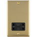 230V & 115V Shaver Twin Socket Wall Plate POLISHED BRASS & Black Trim 86mm x 146mm