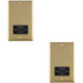 2 PACK 230V & 115V Shaver Twin Socket Wall Plate POLISHED BRASS & Black Trim 86mm x 146mm
