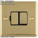 13A DP Switched Fuse Spur POLISHED BRASS & BLACK Mains Isolation Wall Plate