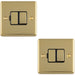 2 PACK 13A DP Switched Fuse Spur POLISHED BRASS & BLACK Mains Isolation Wall Plate