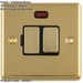 13A DP Switched Fuse Spur & Neon Light POLISHED BRASS & Black Mains Isolation