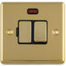 13A DP Switched Fuse Spur & Neon Light POLISHED BRASS & Black Mains Isolation
