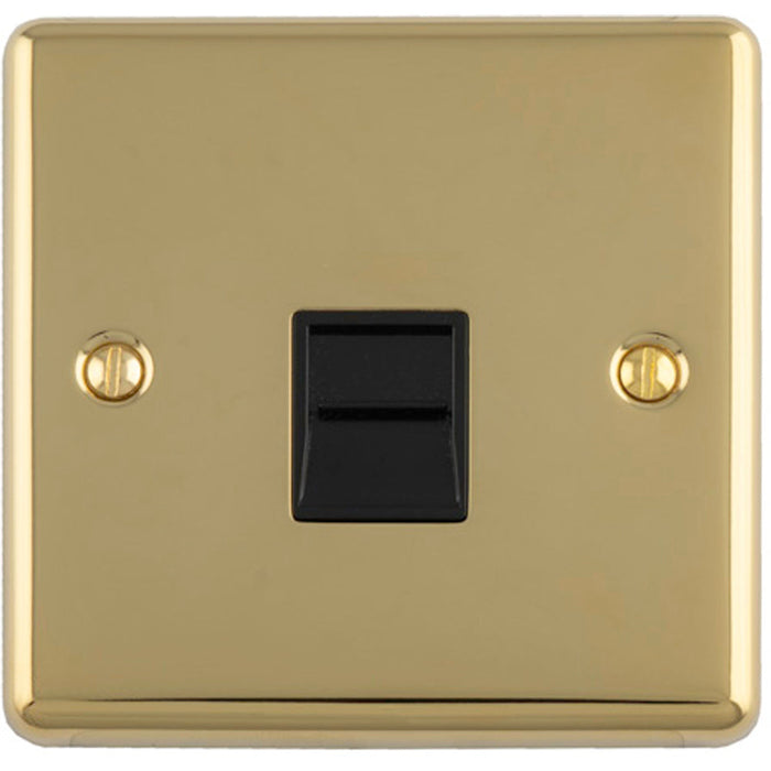 BT Telephone Master Socket POLISHED BRASS & Black Telephone Wall Plate