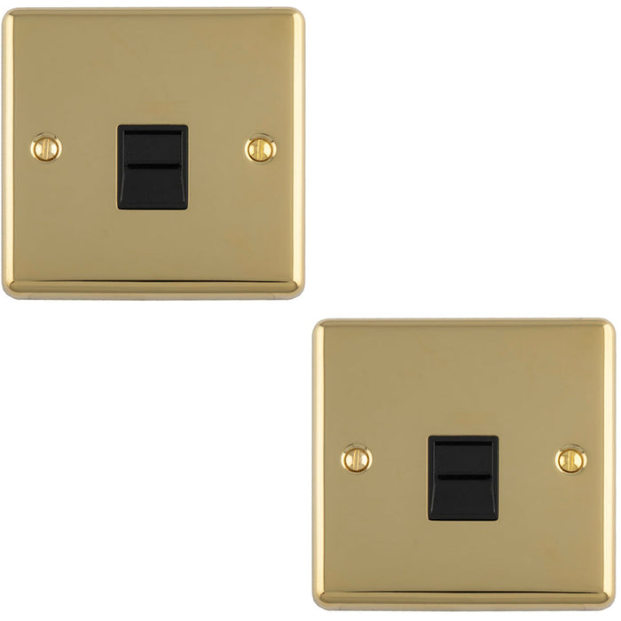 2 PACK BT Telephone Master Socket POLISHED BRASS & Black Telephone Wall Plate