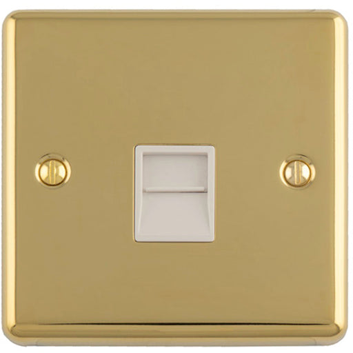 BT Telephone Master Socket POLISHED BRASS & White Telephone Wall Plate