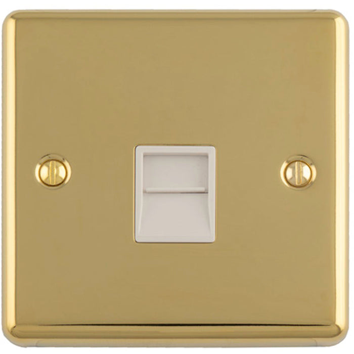 BT Telephone Master Socket POLISHED BRASS & White Telephone Wall Plate