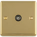 1 Gang Single TV Coaxial Aerial Socket POLISHED BRASS & Black Female Wall Plate Outlet