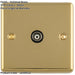 2 PACK 1 Gang Single TV Coaxial Aerial Socket POLISHED BRASS & Black Female Wall Plate Outlet