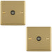2 PACK 1 Gang Single TV Coaxial Aerial Socket POLISHED BRASS & Black Female Wall Plate Outlet