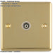 1 Gang Single TV Coaxial Aerial Socket POLISHED BRASS & White Female Wall Plate Outlet