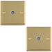 2 PACK 1 Gang Single TV Coaxial Aerial Socket POLISHED BRASS & White Female Wall Plate Outlet