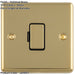 13A DP Unswitched Fuse Spur POLISHED BRASS & Black Mains Isolation Wall Plate