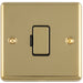 13A DP Unswitched Fuse Spur POLISHED BRASS & Black Mains Isolation Wall Plate