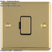 2 PACK 13A DP Unswitched Fuse Spur POLISHED BRASS & Black Mains Isolation Wall Plate