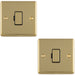 2 PACK 13A DP Unswitched Fuse Spur POLISHED BRASS & Black Mains Isolation Wall Plate
