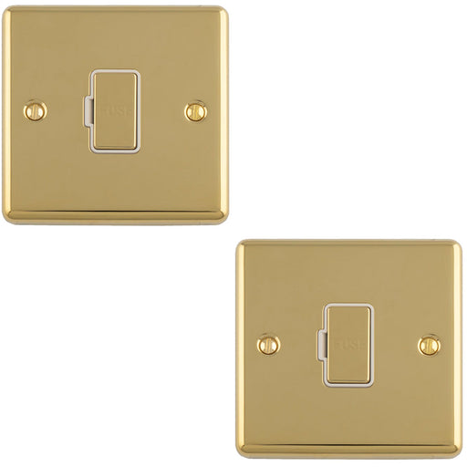 2 PACK 13A DP Unswitched Fuse Spur POLISHED BRASS & White Mains Isolation Wall Plate