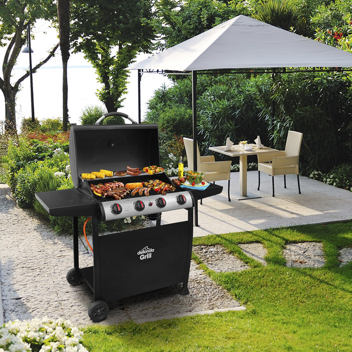 4 Burner Gas BBQ Grill & Cover Set - Ignition Portable Garden Cooking Easy Clean