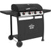 4 Burner Gas BBQ Grill & Ignition - Portable Garden Cooking - Easy Clean Bucket