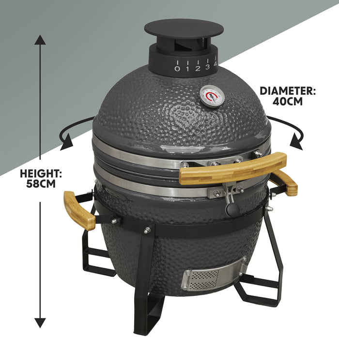 40cm Ceramic Kamado Egg BBQ Grill Smoker & Accessories Set Charcoal & Wood Pizza