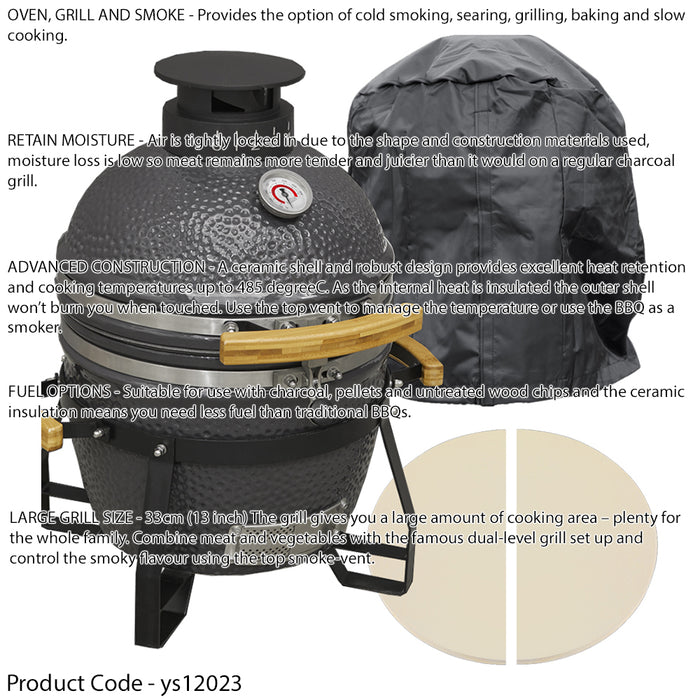 40cm Ceramic Kamado Egg BBQ Grill Smoker & Accessories Set Charcoal & Wood Pizza - LoopsDirect