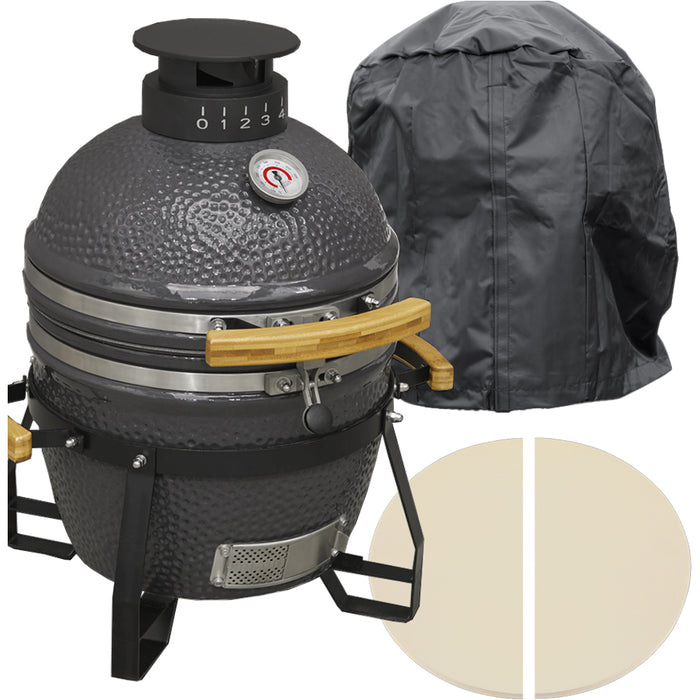 40cm Ceramic Kamado Egg BBQ Grill Smoker & Accessories Set Charcoal & Wood Pizza