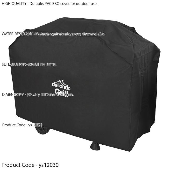 Outdoor Rated BBQ Cover for ys12016 - Black PVC - 1150mm x 920mm Water & Rain