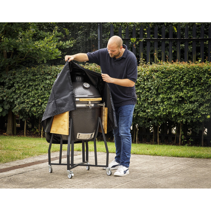 Outdoor Rated Kamado Grill BBQ Cover for ys12024 - Black PVC - 75 x 95cm Rain - LoopsDirect