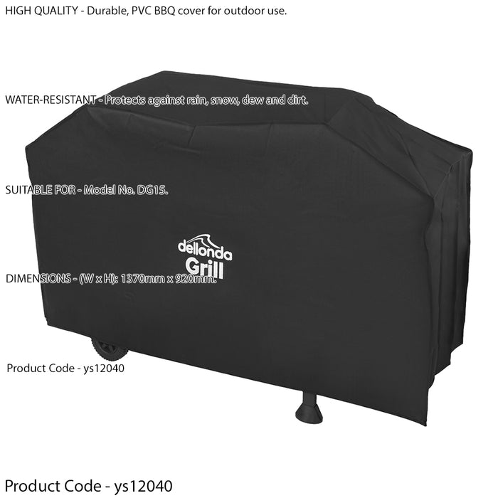 Outdoor Rated BBQ Cover for ys12020 - Black PVC - 1370mm x 920mm Water & Rain - LoopsDirect