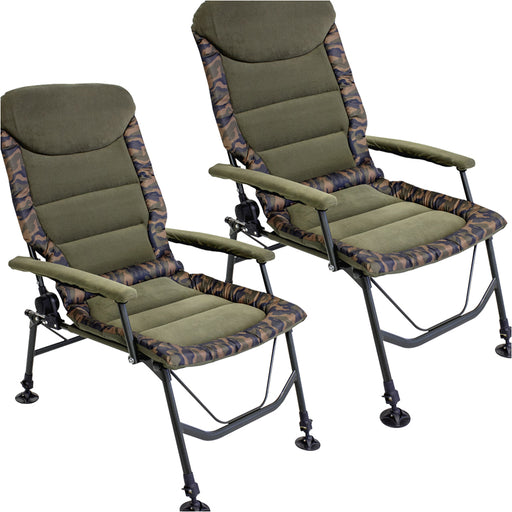 2 PACK Reclining Portable Fishing Chair Adjustable Height Uneven Terrain Seat