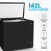 BLACK 142L Freestanding Chest Freezer -12 to -24 Degrees - Refrigeration Mode - LoopsDirect