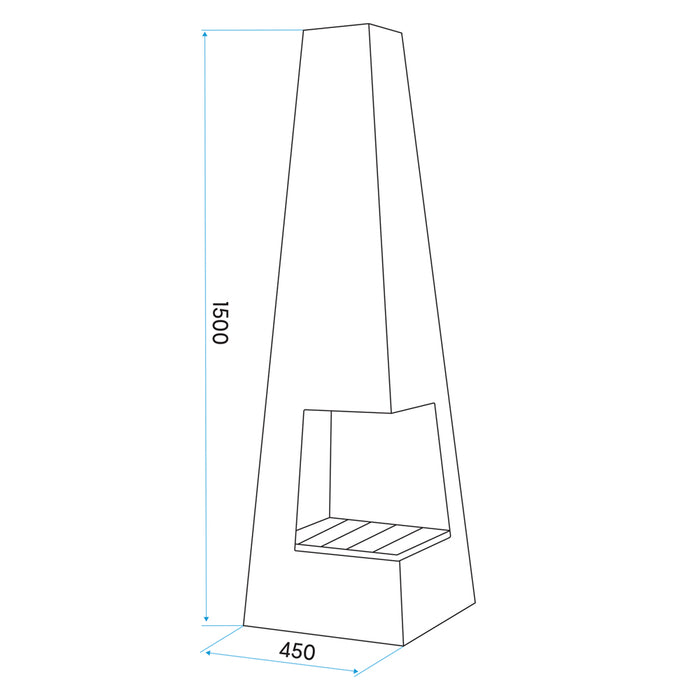 45x150cm BLACK STEEL Chininea Wood Burner - Fire Pit Garden Heater Outdoor - LoopsDirect