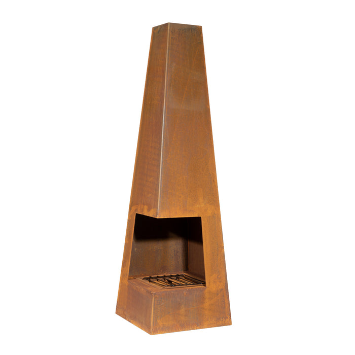 45x150cm CORTEN STEEL Chininea Wood Burner - Fire Pit Garden Heater Outdoor Rust - LoopsDirect