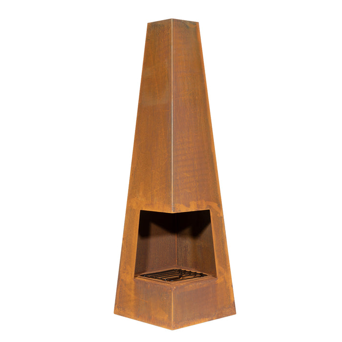 45x150cm CORTEN STEEL Chininea Wood Burner - Fire Pit Garden Heater Outdoor Rust - LoopsDirect