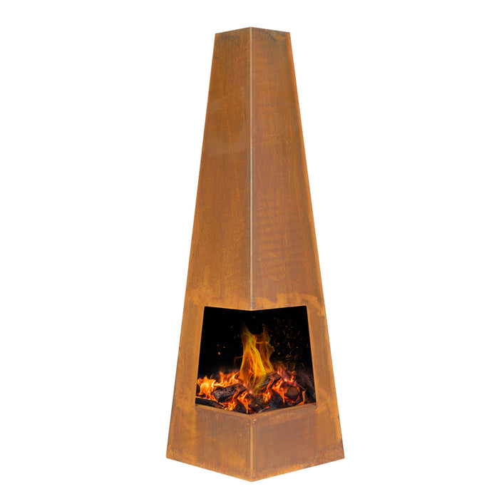 45x150cm CORTEN STEEL Chininea Wood Burner - Fire Pit Garden Heater Outdoor Rust