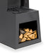 45x150cm BLACK STEEL Chininea Wood Burner - Firewood Storage Garden Heater Set - LoopsDirect