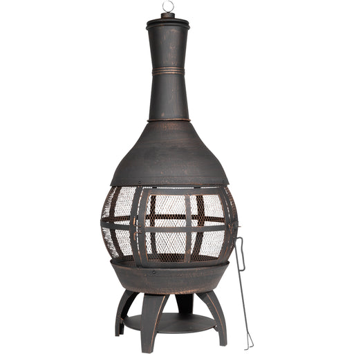 Antique Bronze 360 Degree Fire Pit Wood Burner - Outdoor Garden Heater Mesh 