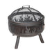 Round Fire Pit Wood Burner & BBQ Grill - Party Dining Garden Heater & Mesh - LoopsDirect