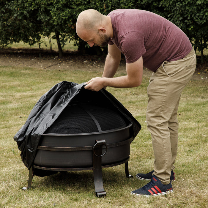 Outdoor Rated Fire Pit Cover for ys12101 - Black PVC 880mm x 460mm Water & Rain