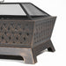 Rectangular Black Fire Pit Wood Burner & Cover Set - Outdoor Garden Heater Mesh - LoopsDirect