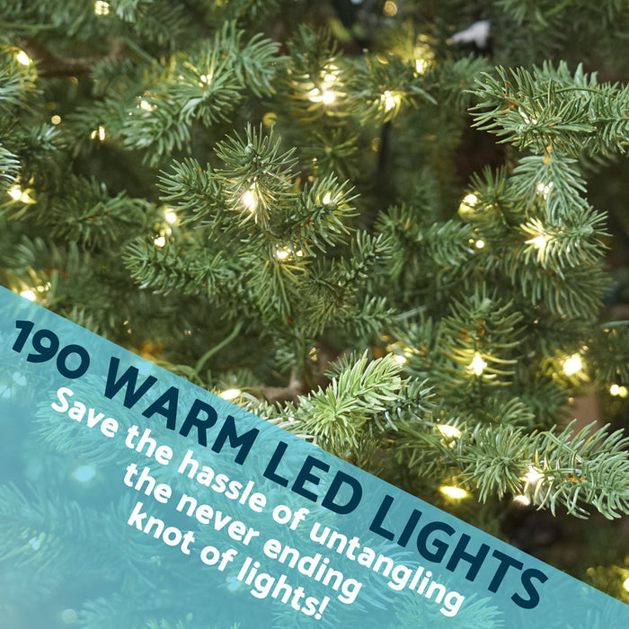 5ft 150cm Pre-Lit Artifical Christmas Tree - Warm White LED Realistic Xmas Tree