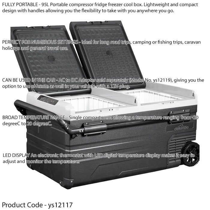 12V & 24V Vehicle Fridge Freezer / Camping Cool Box - 95L Dual Zone - Car & Van - LoopsDirect