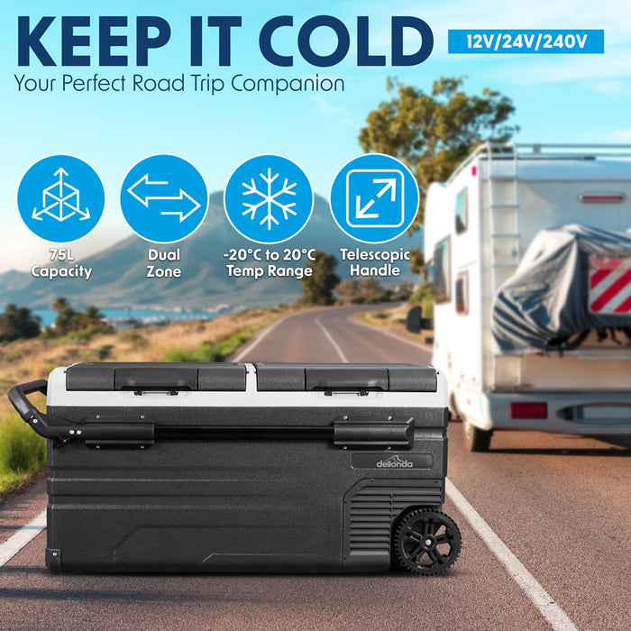 12V & 24V Vehicle Fridge Freezer / Camping Cool Box - 95L Dual Zone - Car & Van