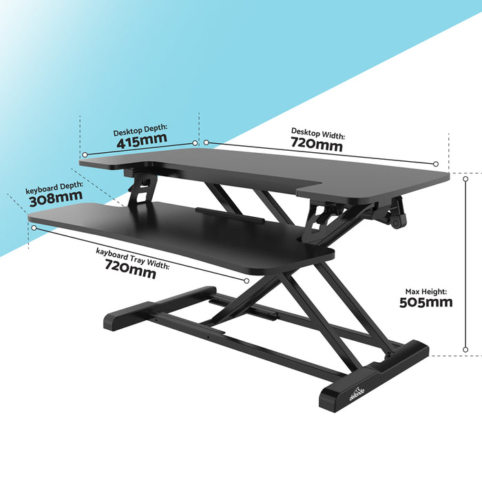 71cm Height Adjustable Sit & Stand Work Desk - 50cm Max Height - Monitor Stand - LoopsDirect