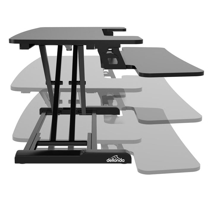 89cm Height Adjustable Sit Stand Work Desk Converter & Twin Monitor Bracket Set